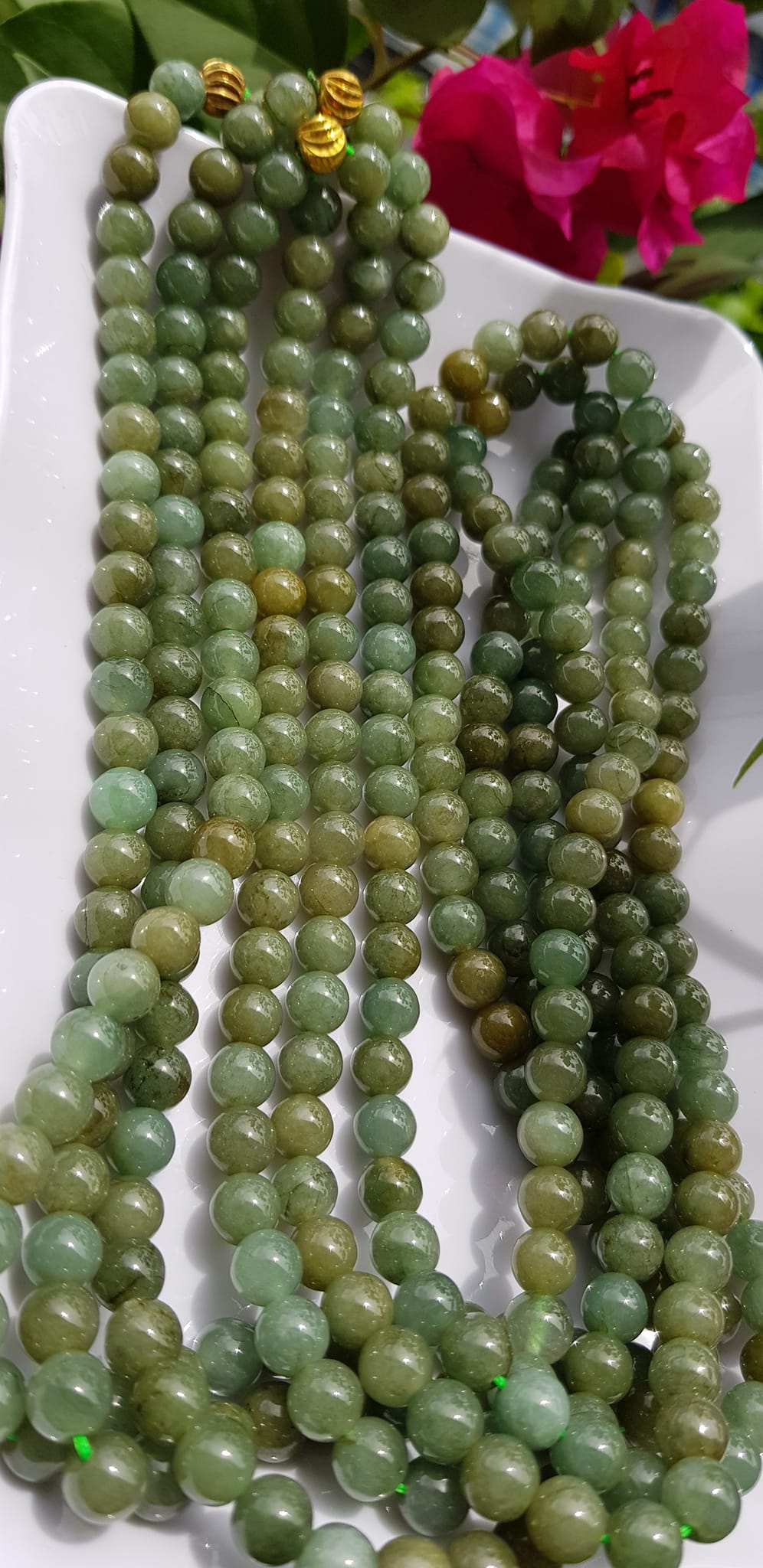 Vòng Chuỗi đeo Cổ hay niệm 108 hạt charm bi kiểu màu vàng Đá cẩm thạch tự nhiên Chuỗi cổ hạt size 7mm xanh ngọc dầu bóng mượt đẹp nữ đeo cổ nhẹ nhàng mát của đá tự nhiên tâm bình yên Món quà tặng Mẹ và người thân ý nghĩa và cho chính bản thân mình ạ