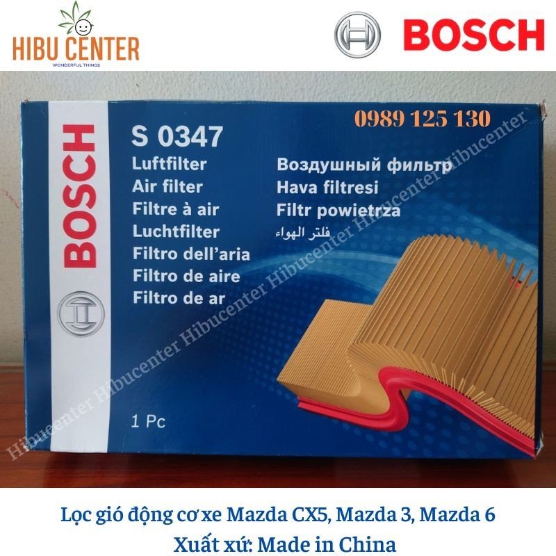 Lọc Gió Động Cơ BOSCH S0347 cho xe Mazda CX5, Mazda 3, Mazda 6 máy 2.0/2.5 | Hibu