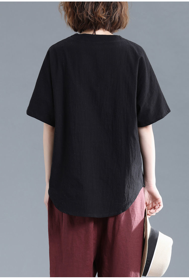Áo sơ mi nữ form rộng kiểu tay lỡ cổ tròn NeSa Shop, chất liệu Lanh Cotton thấm hút mồ hôi, áo sơ mi nữ nhiều màu, SMT02