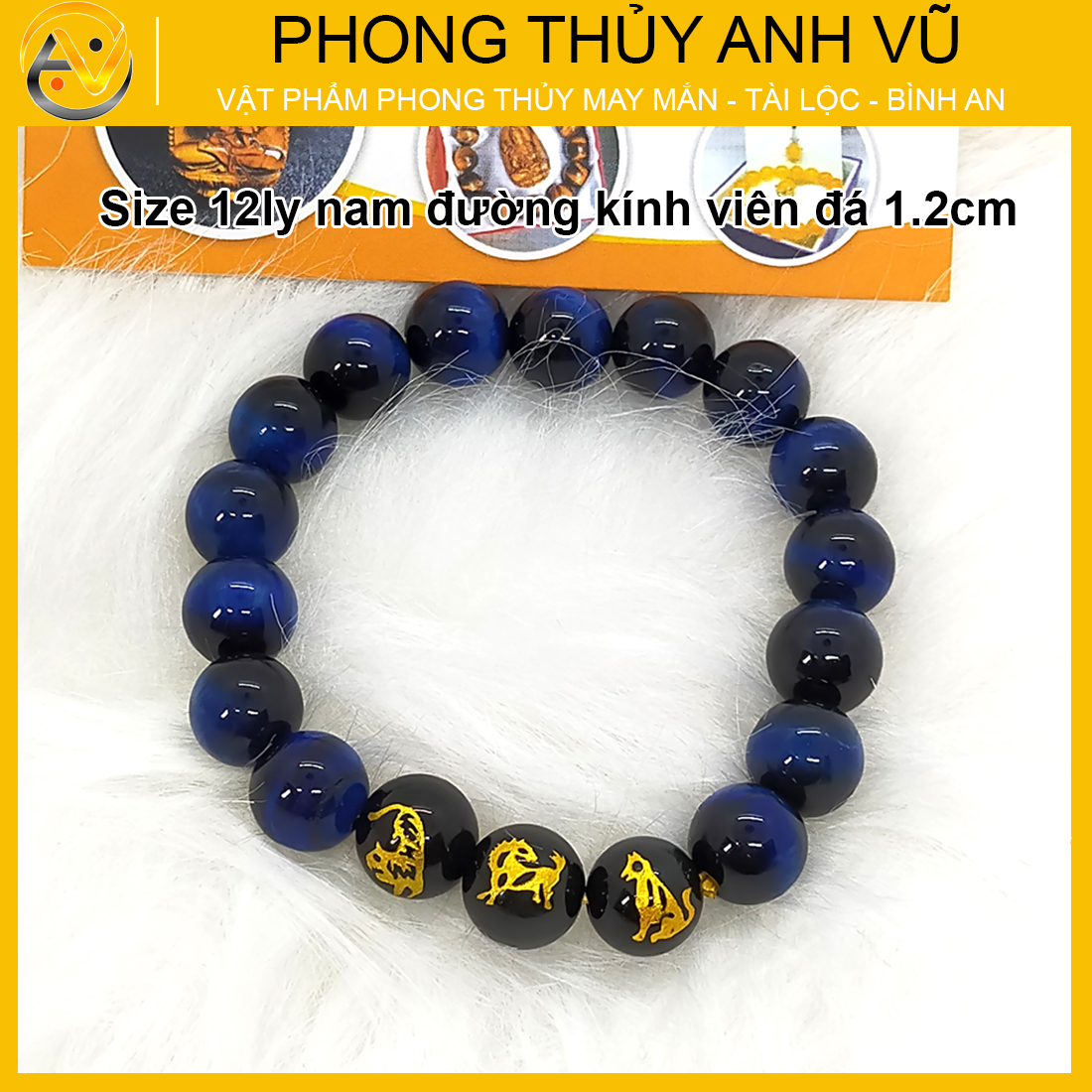 Vòng tam hợp dần ngọ tuất đã khai quang - chất liệu đá mắt hổ xanh dương tự nhiên - size 8 10 12ly cho nam nữ - may mắn tài lộc - Vòng Tam Hợp Anh Vũ