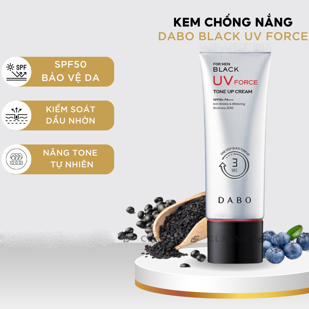 [ Dành cho nam] Kem dưỡng da kết hợp chống nắng dành cho Nam Dabo For Men Black UV Force Tone Up Cream 50ml