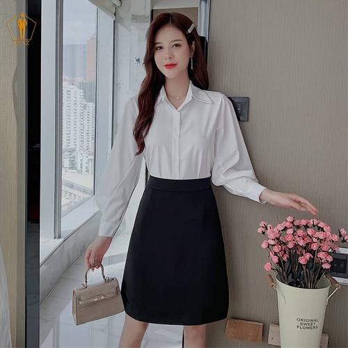 Chân Váy A Chớm Gối TRAZ Công Sở Kiểu Dáng Đơn Giản