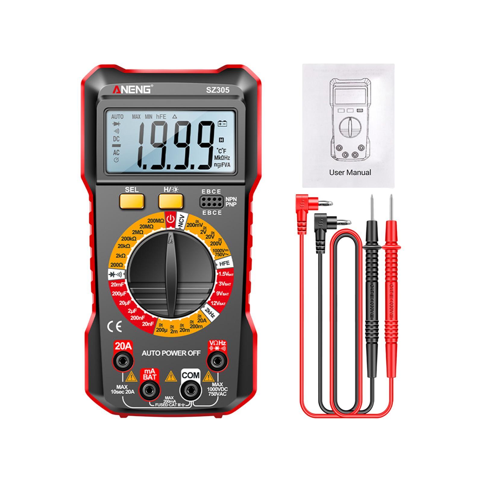 Digital Multimeter Meansures Ncv Auto Range Current Meter Tester