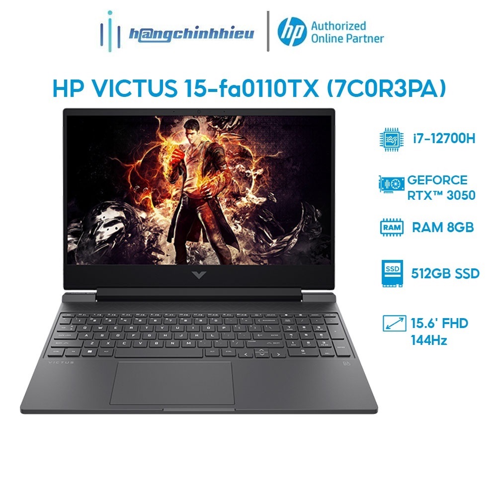 Laptop HP VICTUS 15-fa0110TX 7C0R3PA i7-12700H | 8GB | 512GB |RTX 3050 4GB | 15.6' 144Hz Hàng chính hãng