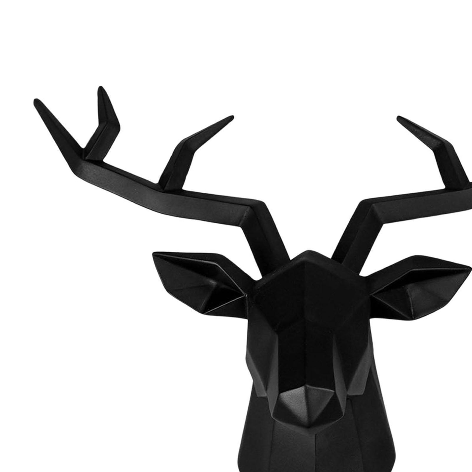 2x Resin Deer Head Sculpture Wall Mount Animal Statues Figurines Decor