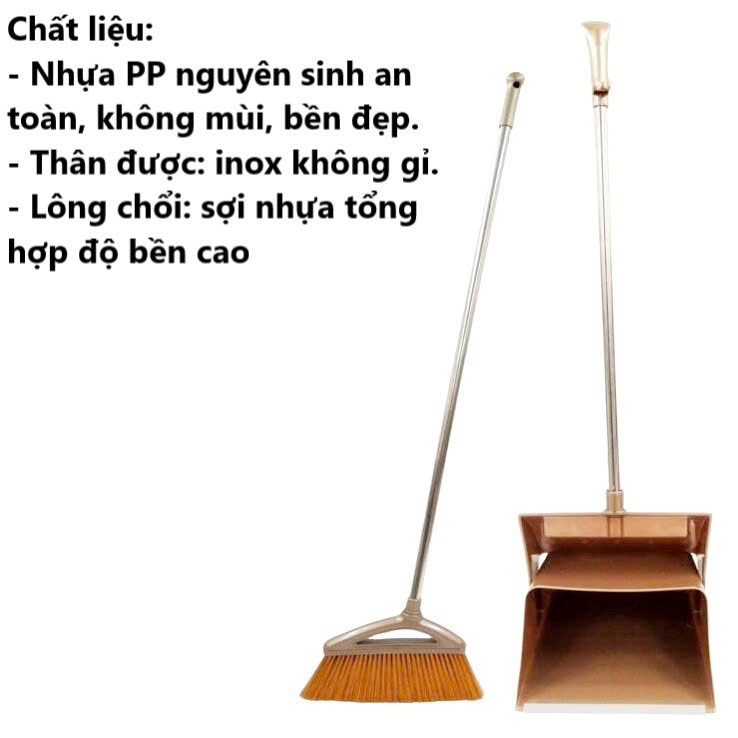 Bộ chổi cước kèm xẻng hốt rác thông minh nhựa VIỆT NHẬT (Màu ngẫu nhiên) - Tự động đóng mở, treo tường, xếp gọn