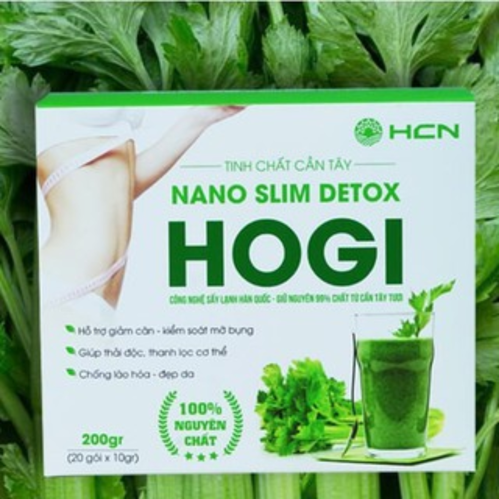 Combo 2 Hộp Tinh Chất Cần Tây Hogi 100% Sấy Lạnh Hỗ Trợ Giảm Cân, Thải Độc Tố, Giảm Mụn, Sáng Da (20 gói 10g/hộp)