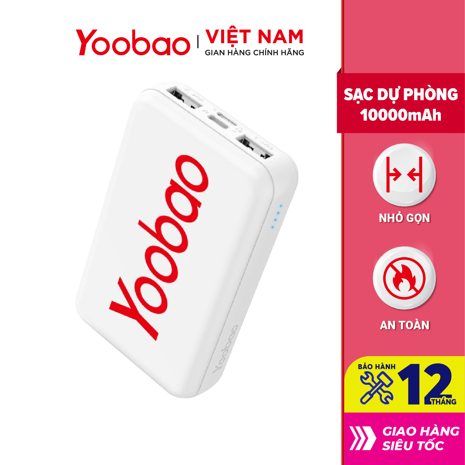 Pin Sạc dự phòng Yoobao mini 10000mAh P10W - Hãng chính hãng