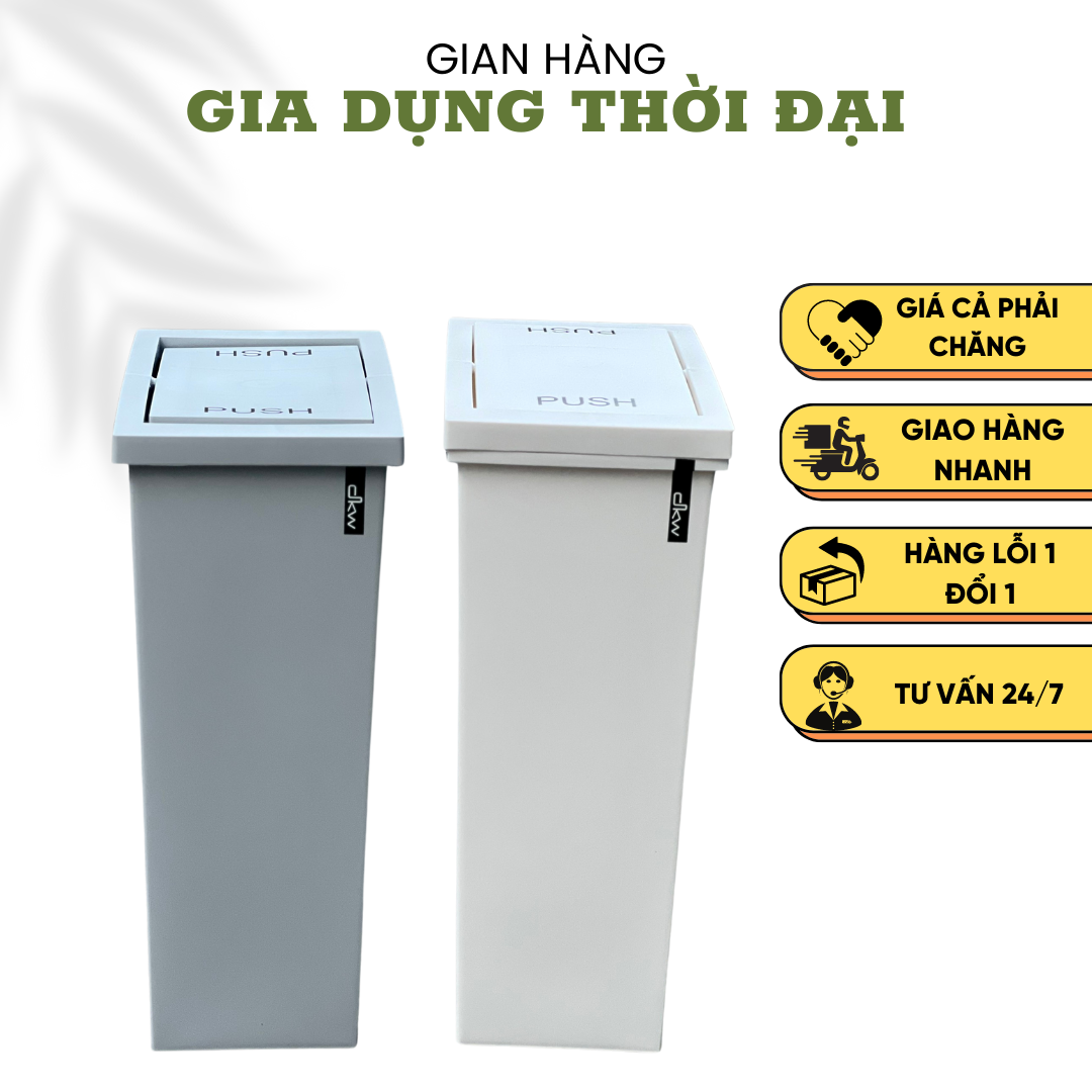 Thùng Rác Nhựa Nắp Lật 20L PUSH KEEP CLEAN Thái Lan ( 19x33.3x45.5cm)