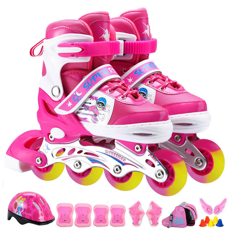 Giày patin trẻ em cao cấp bánh xe PU trượt êm và mượt cả 8 bánh full đèn led -Tặng balo đựng giày chất lượng cùng hãng, đồ bảo hộ 7 món và đầy đủ phụ kiện chơi kèm theo