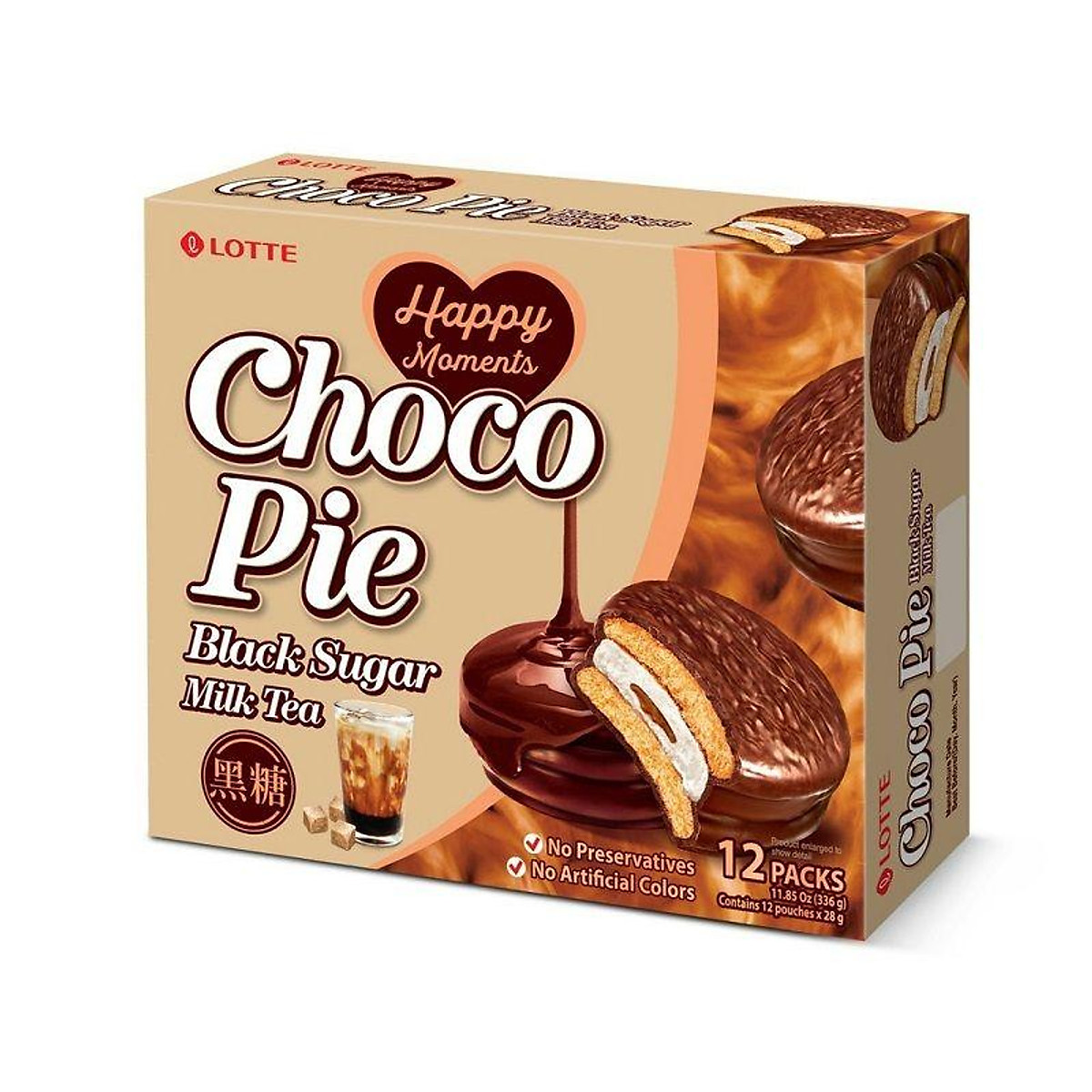 Bánh Lotte Choco pie vị trà sữa đường đen hộp 336g