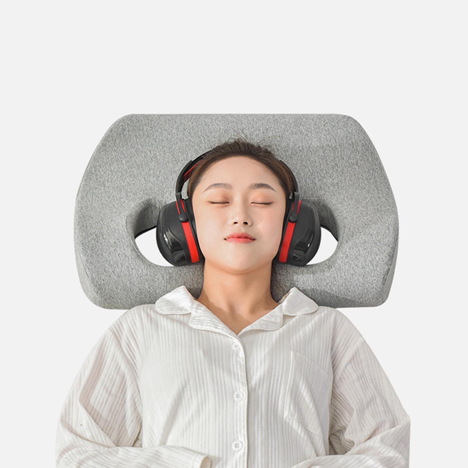 Pillow with Ear Hole Sleeping Pillow for Headphones Stomach Sleeping Earbuds