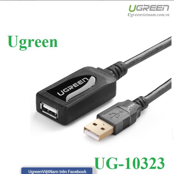 Cáp USB nối dài 15m có chíp khuếch đại chính hãng Ugreen 10323 - Hàng chính hãng