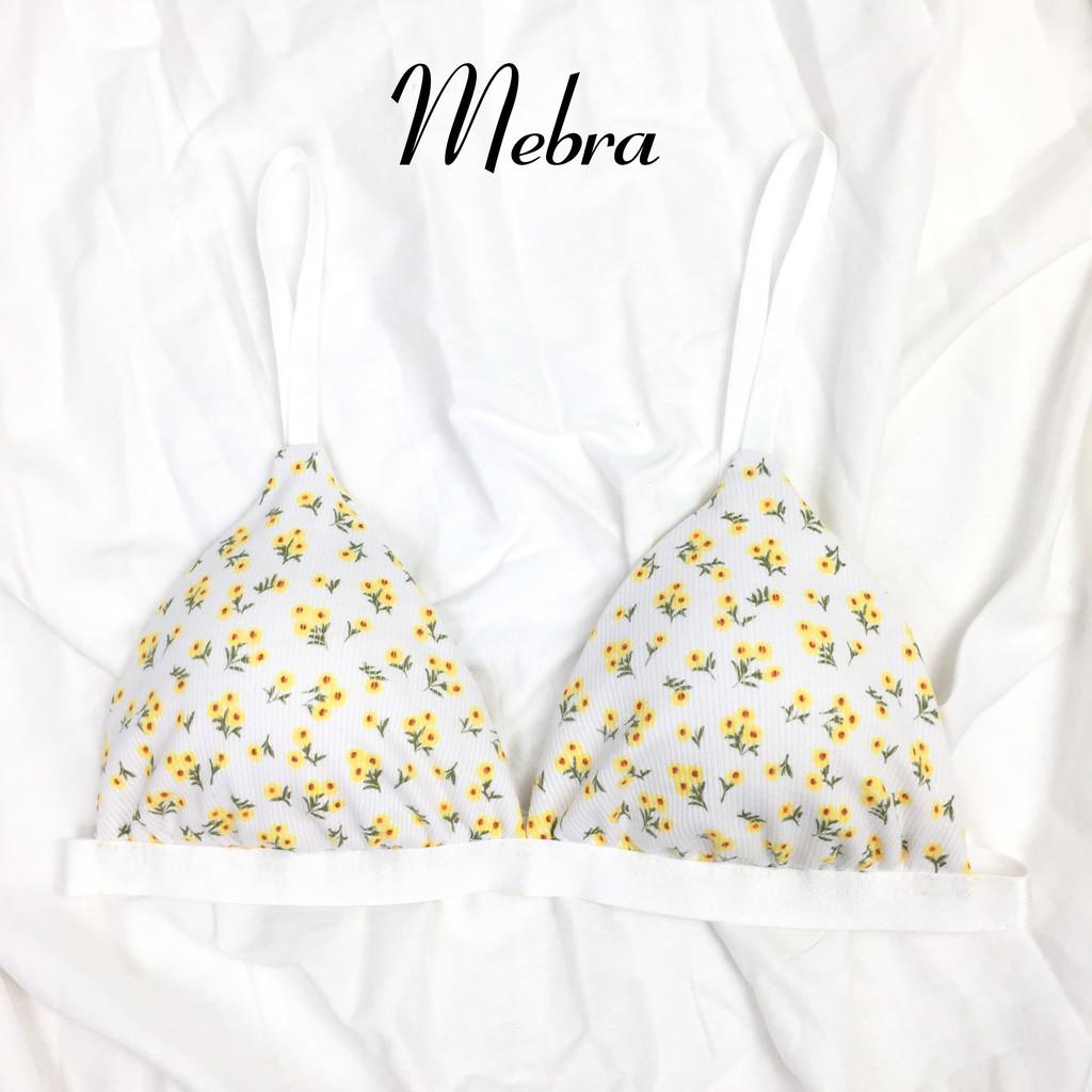 Áo lót cotton nữ không gọng có đệm mỏng họa tiết cute, cotton gân thấm hút tốt Mebra