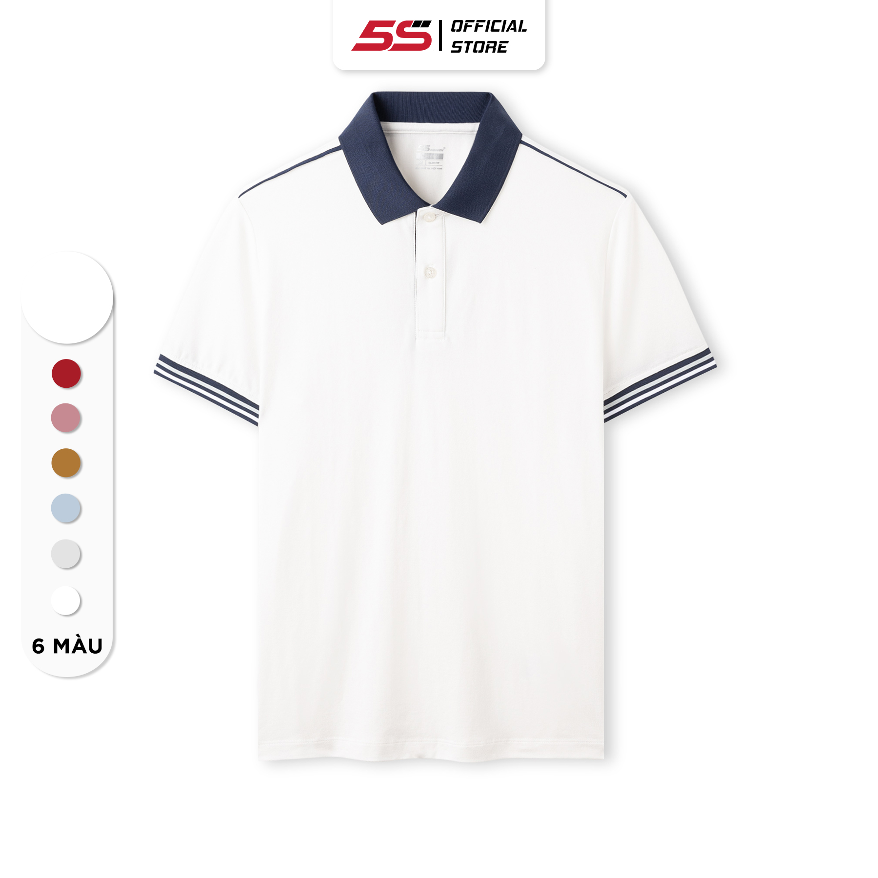 Áo Polo Nam 5S, Chất Liệu Viscose, Hiệu Ứng Melang Sang Trọng, Lịch Lãm, Thiết Kế  Phối Viền Tay Áo Nổi Bật