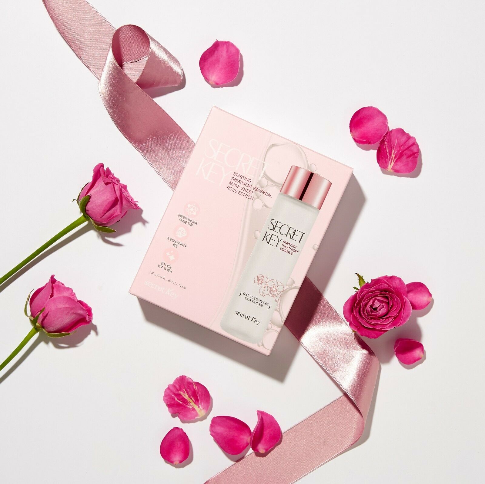 Combo 10 Mặt nạ &quot;nước thần&quot; dưỡng ẩm làm sáng da Secret Key Starting Treatment Essential Mask Sheet - Rose Edition 30g x10