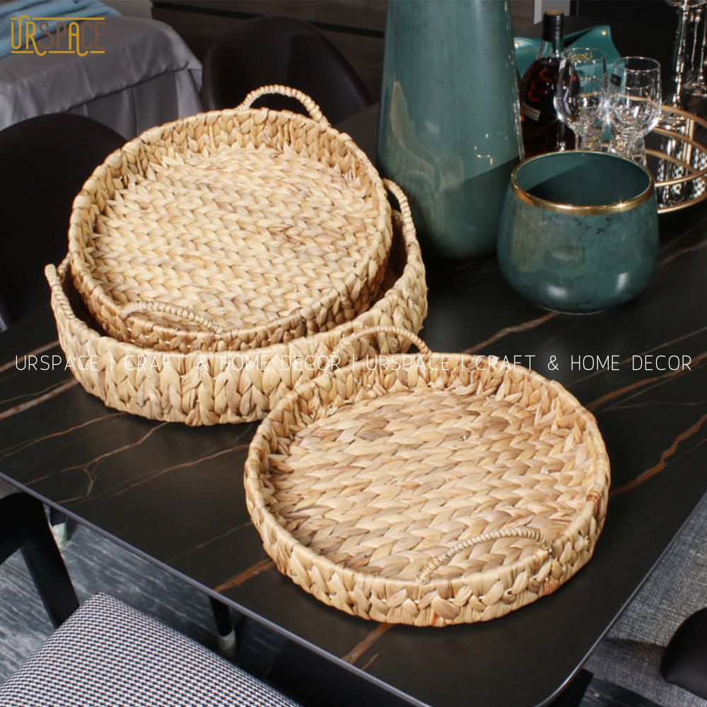 Khay tròn URSPACE đựng trái cây, bánh kẹo bằng lục bình thân thiện môi trường / ROUND HYACINTH TRAY