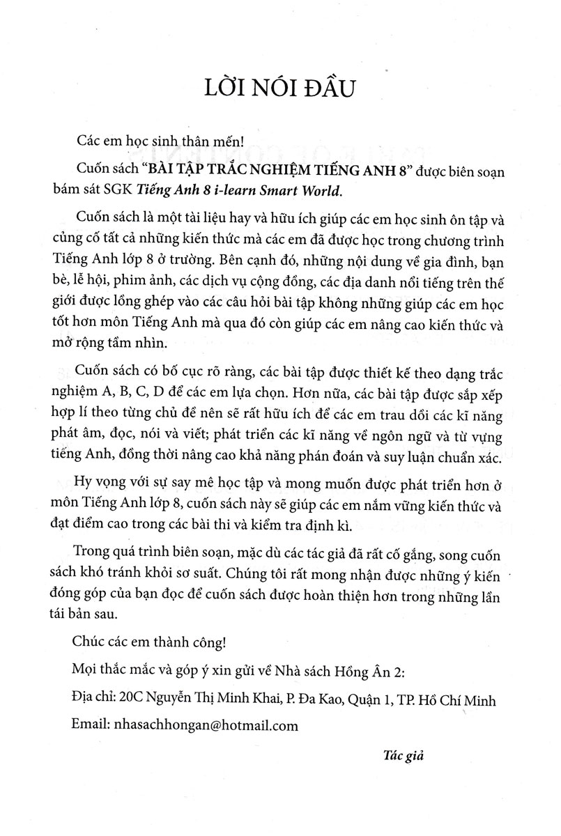 Bài Tập Trắc Nghiệm Tiếng Anh 8 - Có Đáp Án _HA