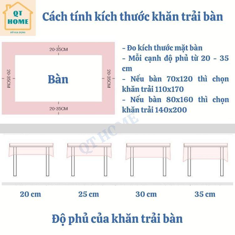 Khăn Trải Bàn Vải Lanh Cotton Sọc Giữa Bàn Thêu Nổi 3 Chiều