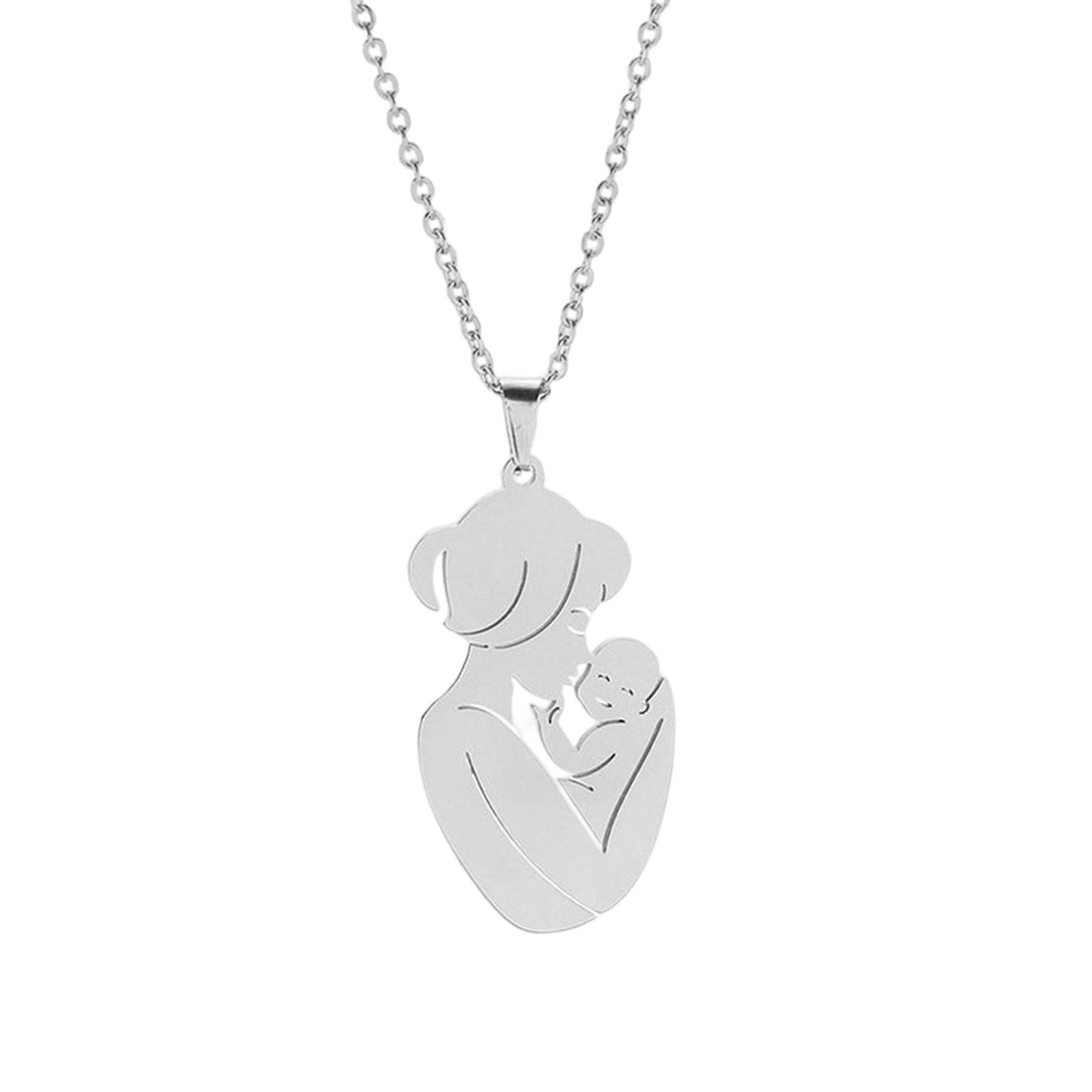 Mom And Baby Pendant Necklace Jewelry Manual Mirror Polishing Process Sweater Chain Women Mother's Day Gift Wife Mother Gift for Anniversary