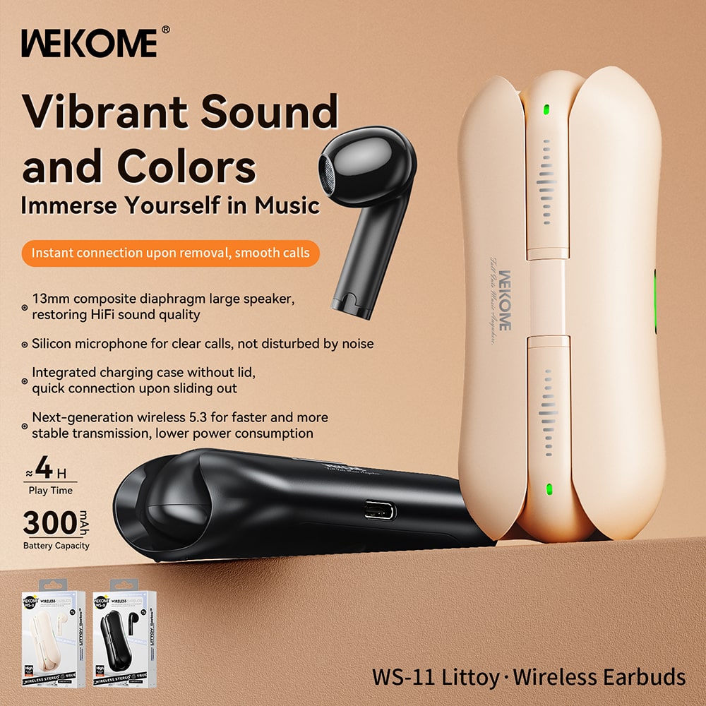 Tai Nghe Bluetooth Wekome WS-11 Littoy Wireless Earbuds (Hàng chính hãng)