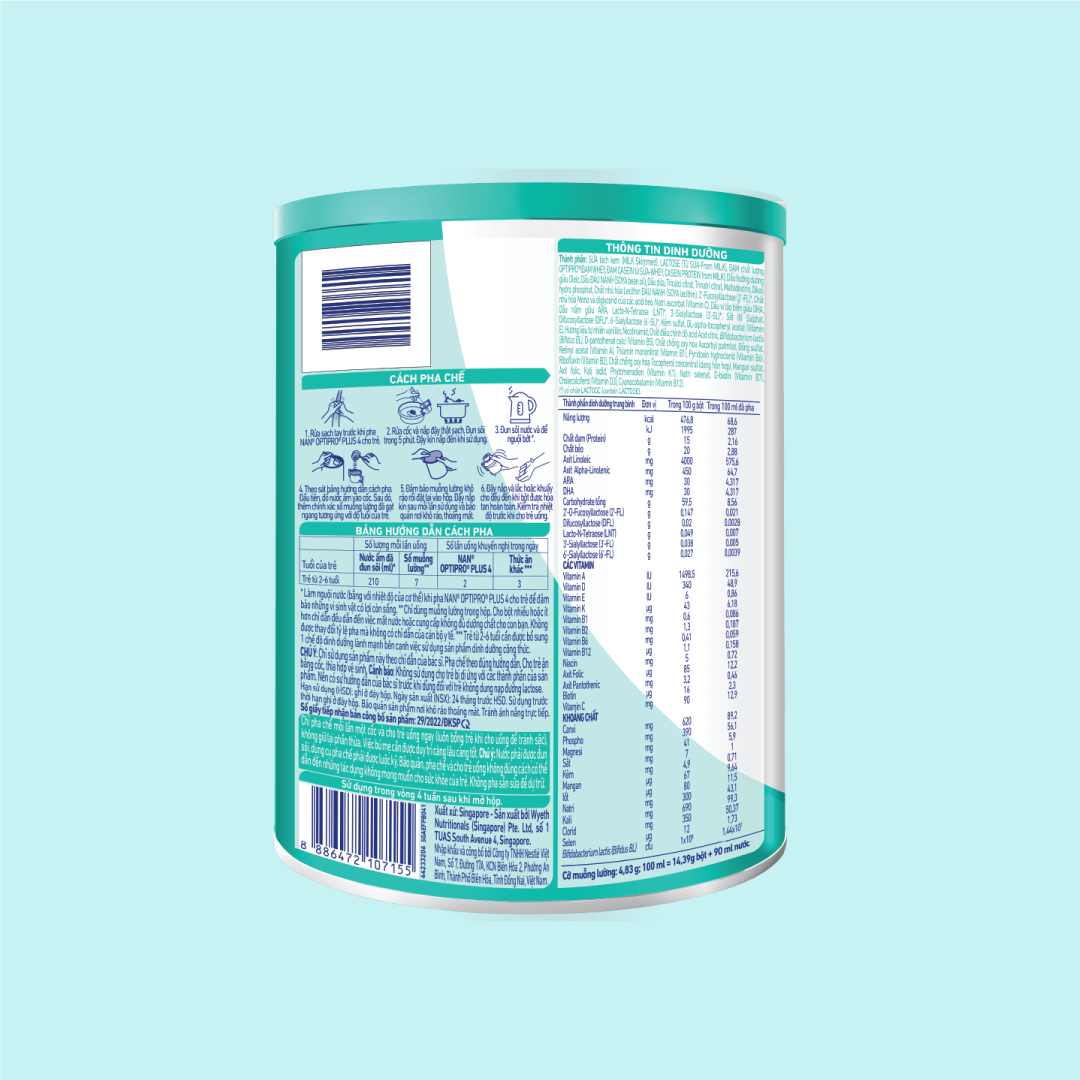 Bộ 2 Lon sữa bột Nestlé NAN OPTIPRO PLUS 4 850g/lon với 5HMO Giúp tiêu hóa tốt + Tăng cường đề kháng (2 - 6 tuổi) - Tặng Bàn học gấp gọn