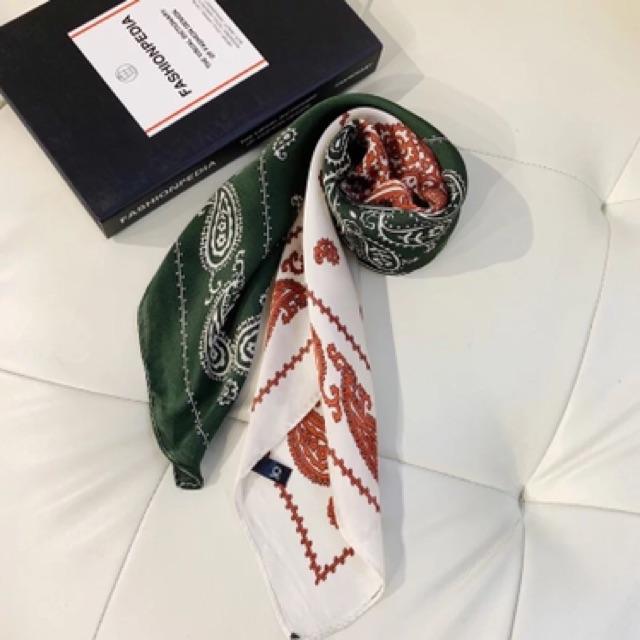 Khăn turban lụa vuông cao cấp choàng cổ size 70x70cm thanh lịch đa năng dùng làm áo yếm in hoa văn
