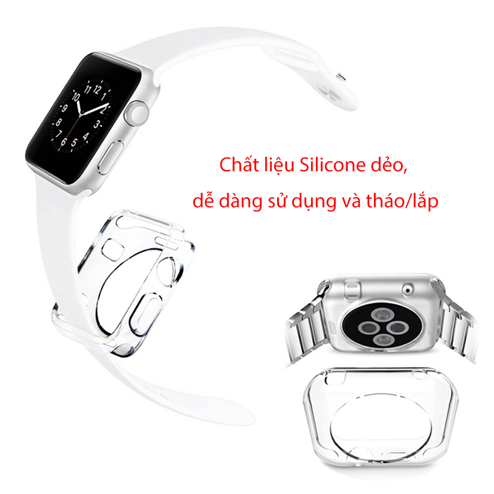 Ốp lưng / Case cho đồng hồ thông minh Apple Watch (size 44 mm ) – Silicone dẻo – Hàng chính hãng