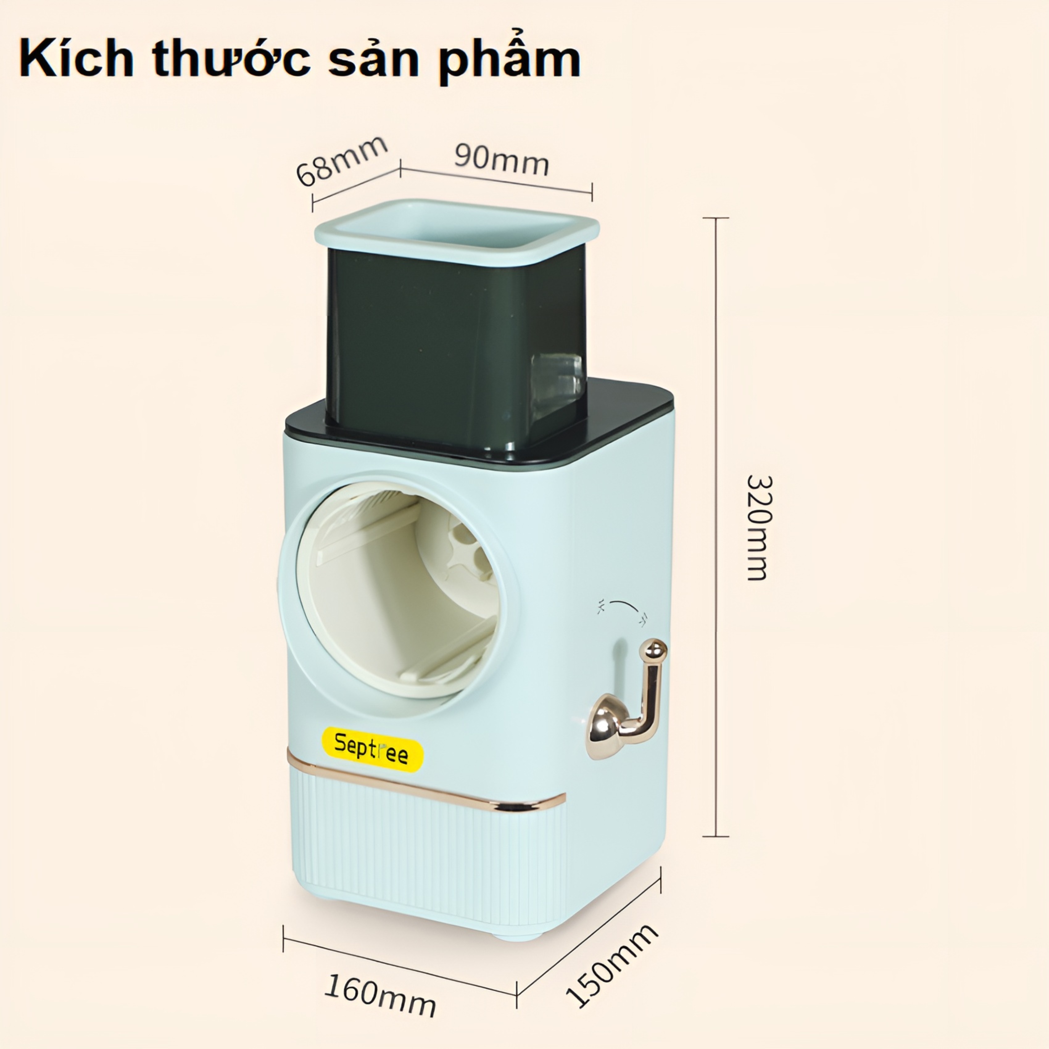 Máy thái rau củ quả đa năng 3 chế độ, thương hiệu Mỹ cao cấp Septree WT-QC613 - Hàng Nhập Khẩu
