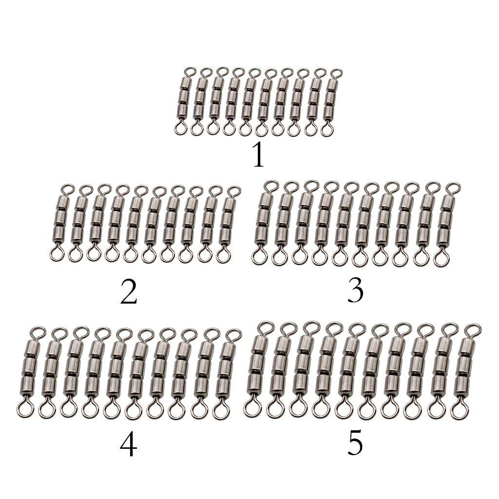 10pcs Fishing Triple Rolling Swivels Solid Ring Hook Line Connector 02