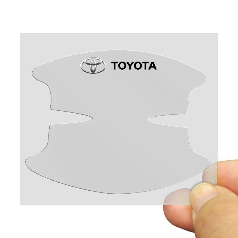 Bộ 8 miếng hình dán màu trong suốt bảo vệ tay nắm cửa xe ô tô Toyota Vios Corolla Cross Rush Fortuner Wigo Camry Innova