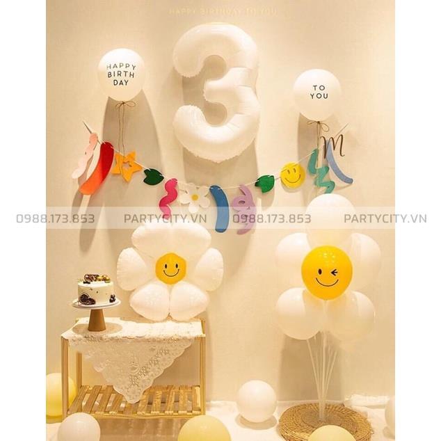 Bóng hình hoa cúc trắng, hoa cúc mặt cười 3D trang trí sinh nhật, party, decor phong cách hàn quốc