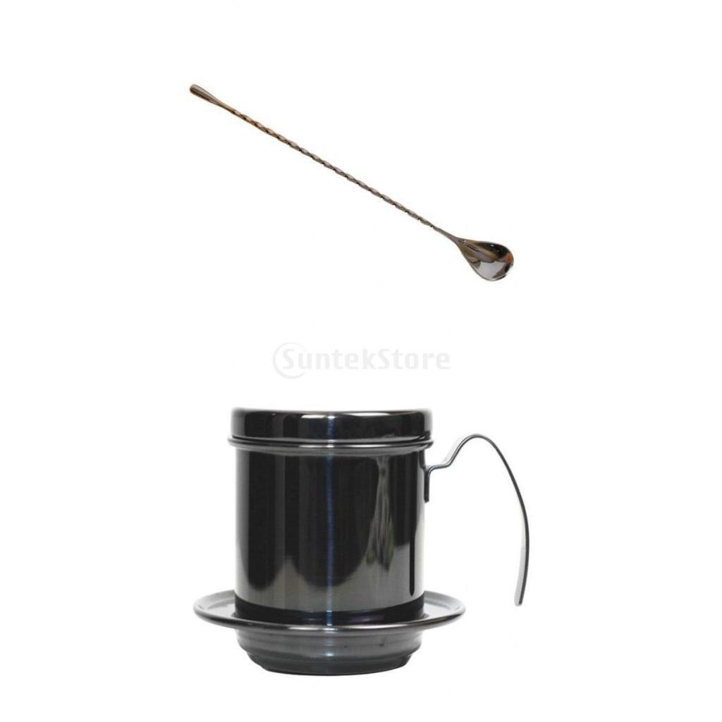 2Pcs Durable Coffee Pot & Spoon for Home Office Bar Kitchen Restaurant Cafe
