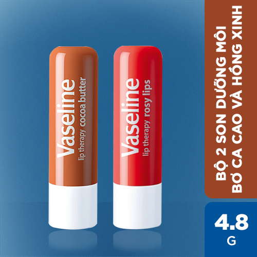 Bộ 2 son dưỡng môi Vaseline dạng thỏi Lip Therapy Stick: Bơ Cao Cao và Hồng Xinh (4.8g x2)