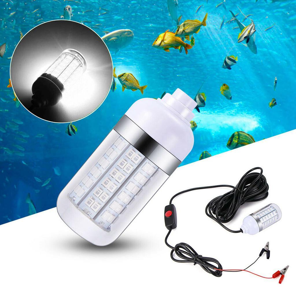 2x 12V 108 LEDs Submersible Fishing Light Underwater Fish Finder Lamp with 5m Cord And Battery Clip Fishing Light Boat Attract Fishes