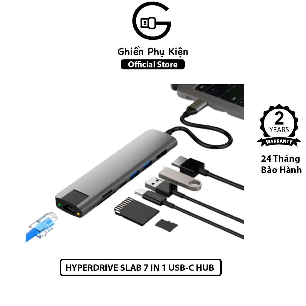 Hub HyperDrive HD22H Slab 7IN1 Cổng Chuyển Type C Dành Cho Macbook/Surface/PC/DEVICES - Hàng Chính Hãng
