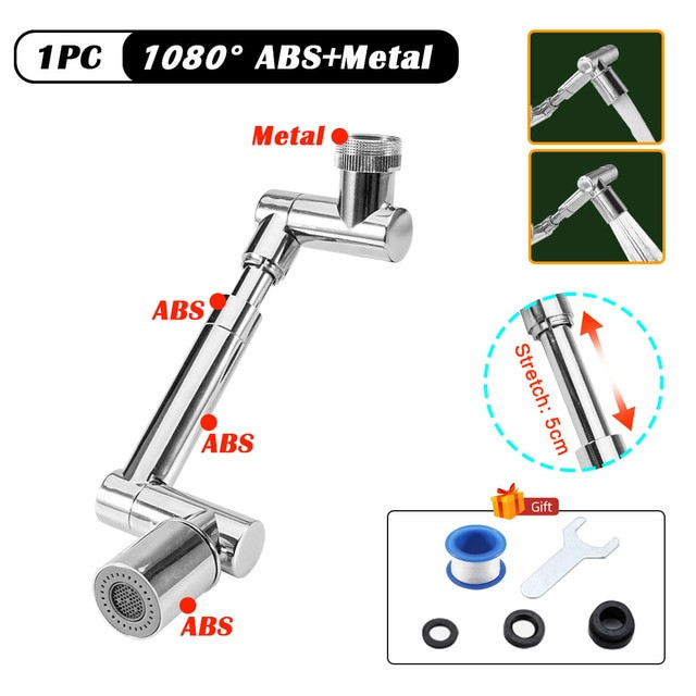 Đầu nối vòi nước thông minh lõi lọc xoay 1440° Đầu Vòi Phun Nước vòi nước tăng áp 2 chế độ nước có thể co giãn-Tặng Kèm Phụ Kiện