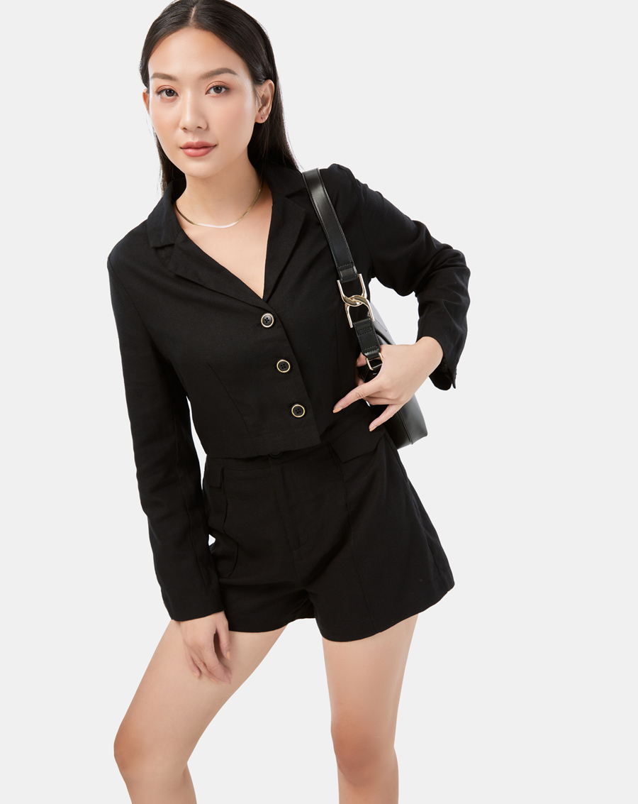 Áo Cropped Nữ Thời Trang JUNO Blazer Cá Tính JNAKI013