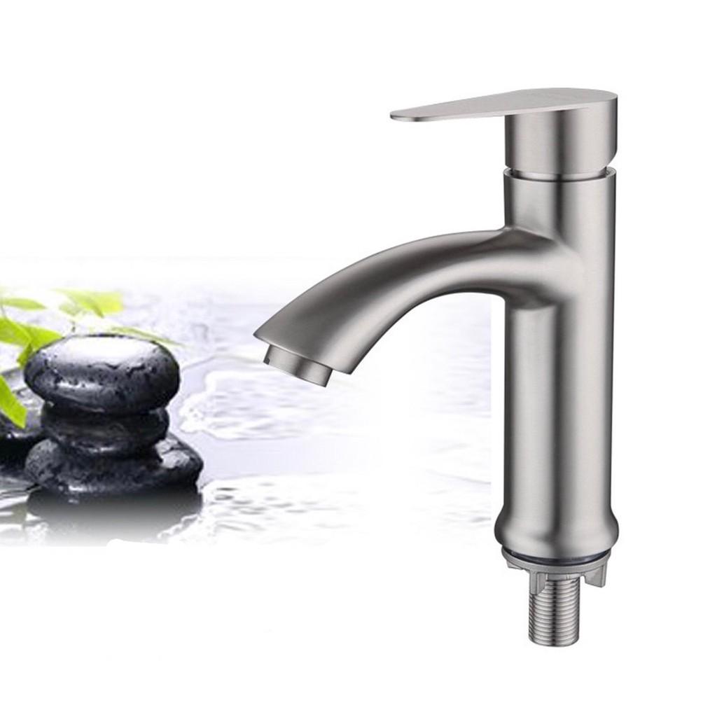 Vòi Rửa Mặt Lavabo Lạnh INOX 304 vòi dài thiết kế tinh tế đẹp mắt