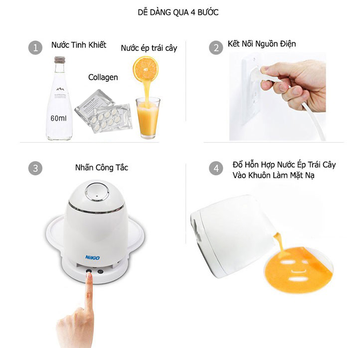 Máy làm mặt nạ trái cây và xông hơi mặt mũi Nikio NK-A026