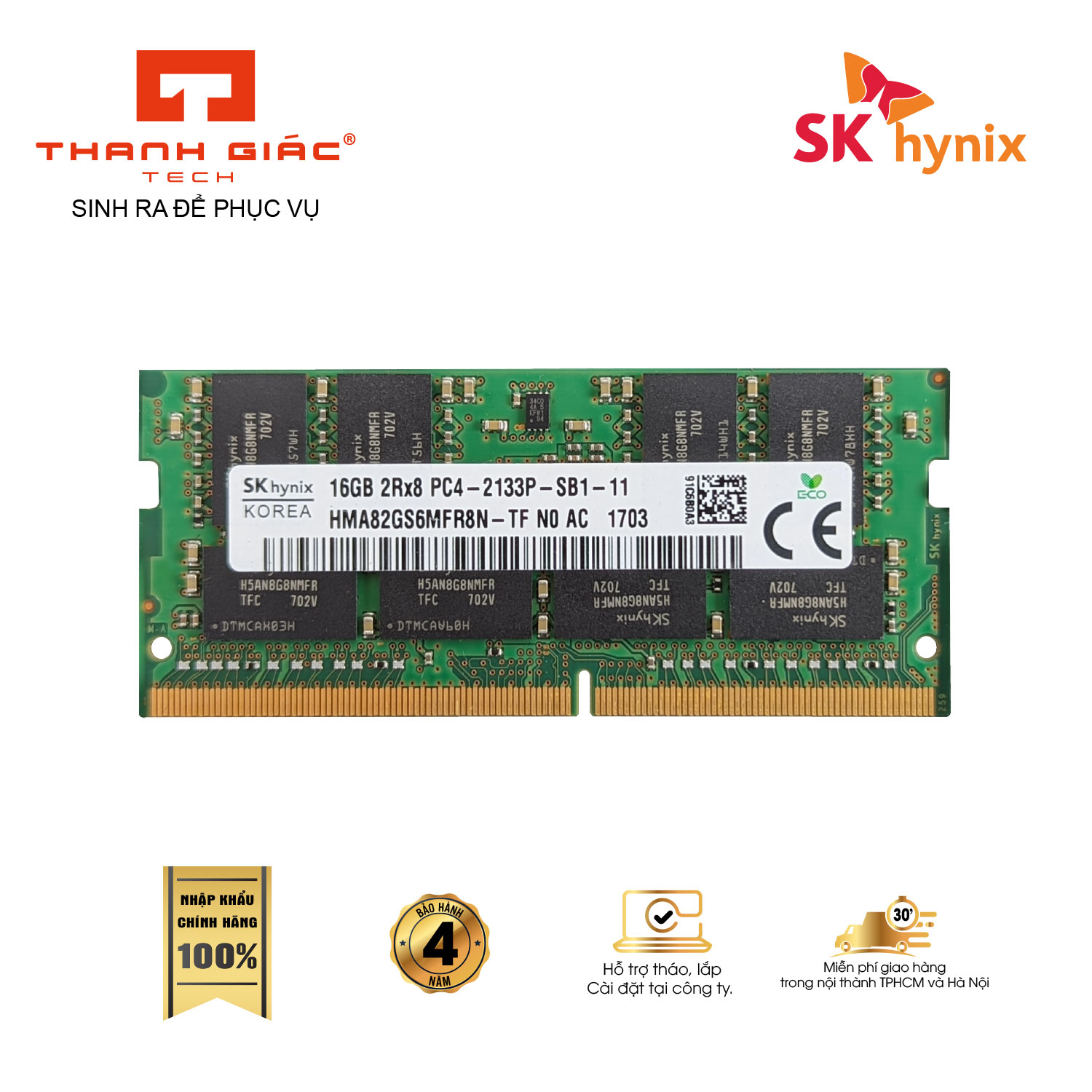 RAM Laptop Hynix 16GB DDR4 2133MHz SODIMM - Hàng Nhập Khẩu