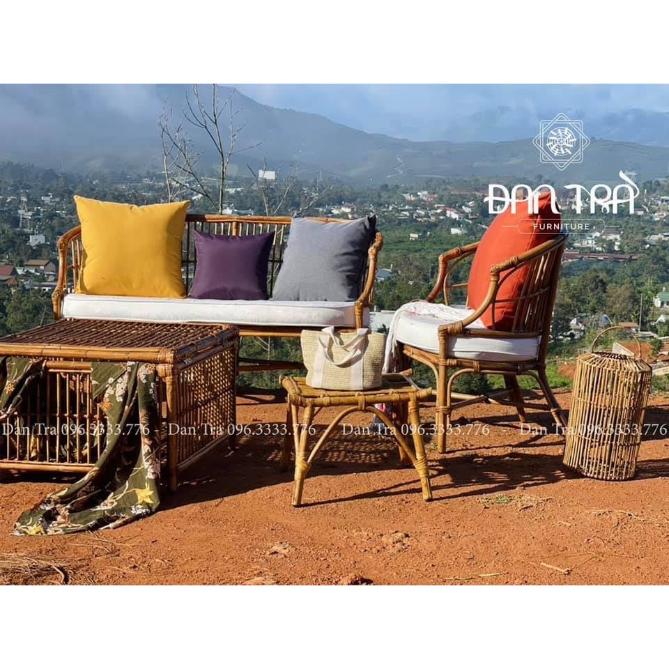 Bộ Ghế Sofa Mây CARIBBEAN -  Bộ Bàn Ghế Mây  Decor Phòng Khách- Bộ Bàn ghế mây Vintage- Nội Thất Mây Tre Đan Trà