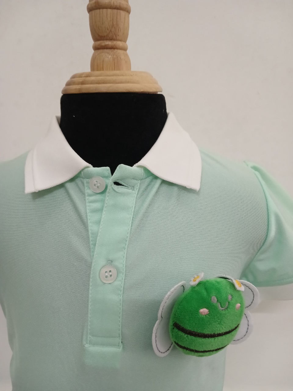ĐẦM POLO BÉ GÁI HẠ EO XANH MINT LOGO BEE