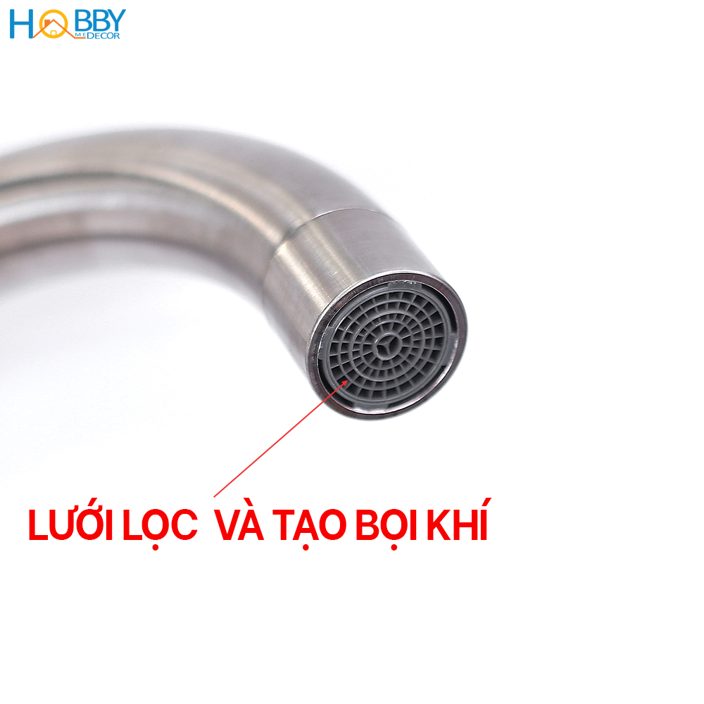 Vòi rửa chén lạnh thân HOBBY Home Decor RL1 - chuẩn Inox 304 kèm dây cấp 60cm - mẫu cao cấp