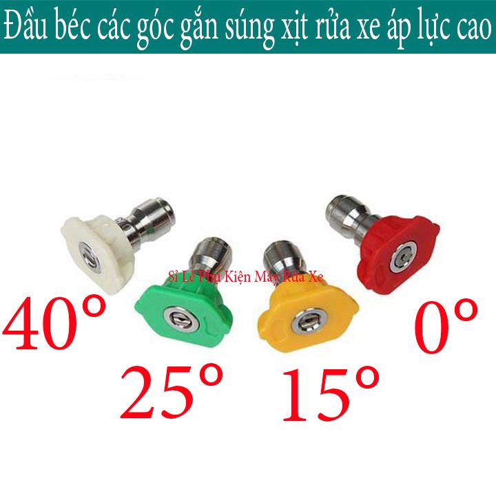 Bộ 4 đầu béc các góc gắn súng xịt rửa của máy rửa xe áp lực cao - Ren nối nhanh 1/4 inch