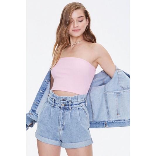 Áo ống F21 thun gân dáng crop(2181)