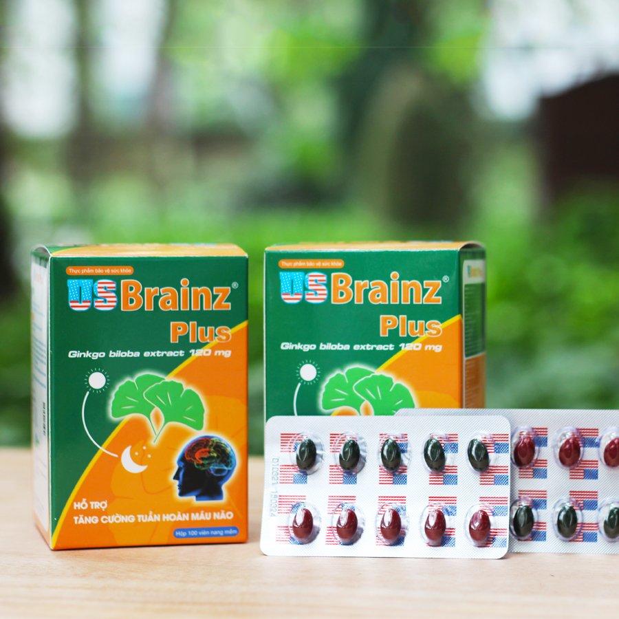 Bổ não - US Brain Plus tăng cường tuần hoàn máu não, giảm đau đầu chóng mặt, rối loạn tiền đình, hỗ trợ mất ngủ, hộp 60v