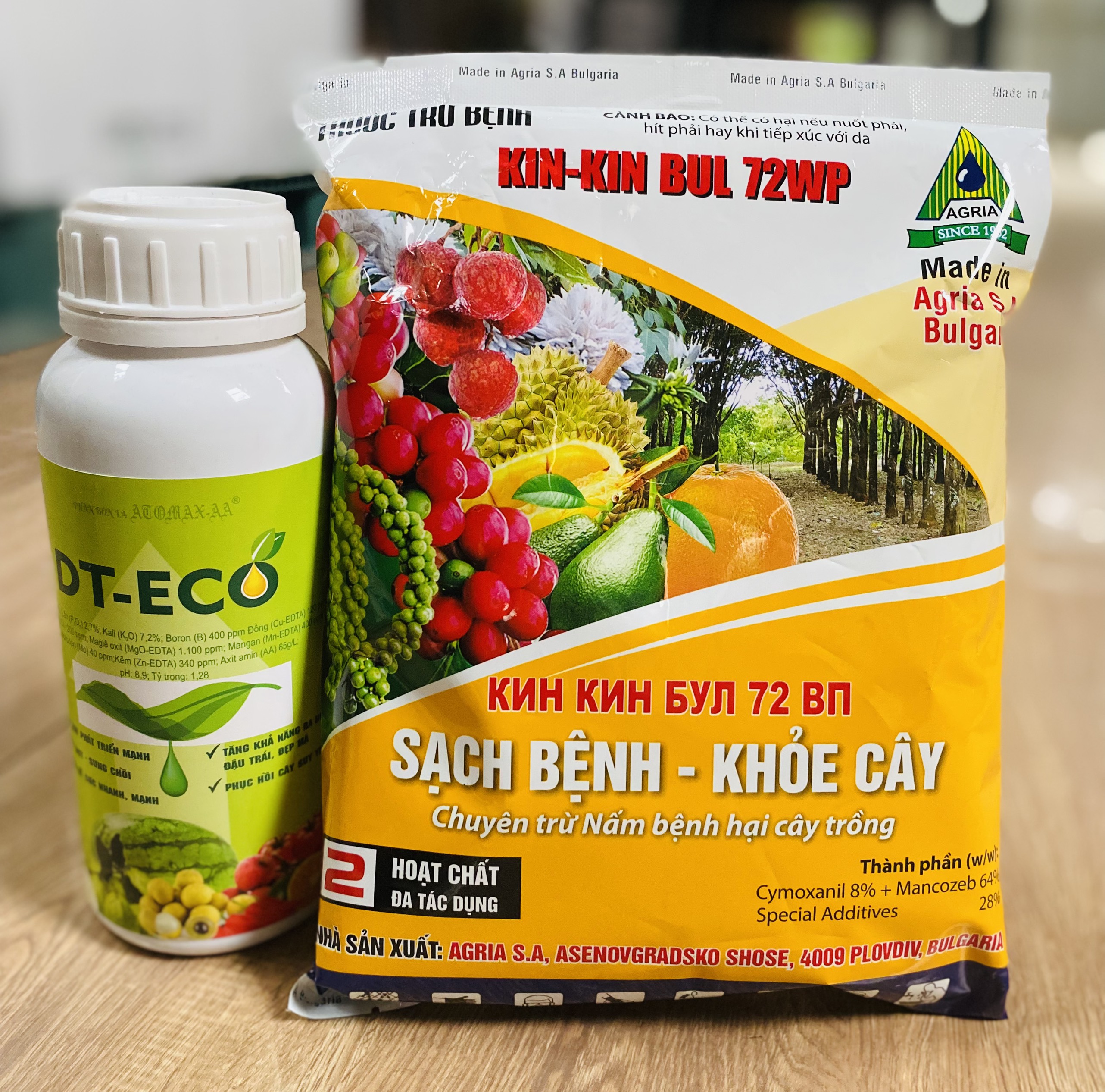 Combo trừ bệnh KinBul 500g và phân bón lá ECO 500ml - Ngăn chặn bệnh hại, phát triển toàn diện rễ, thân, lá, hoa và quả