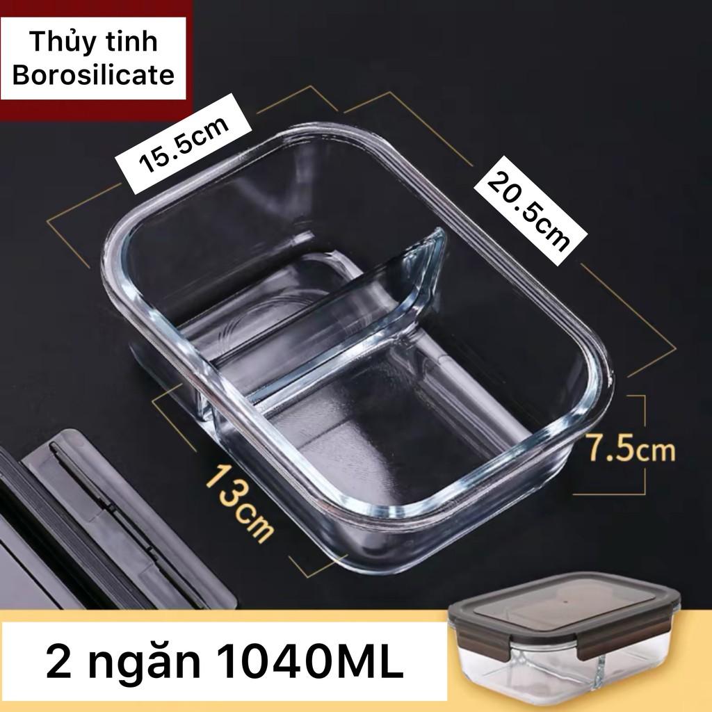 Hộp đựng thức ăn chia ngăn , thủy tinh borosilicate có thể cho vào lò vi sóng, hộp cơm, hộp đựng cơm