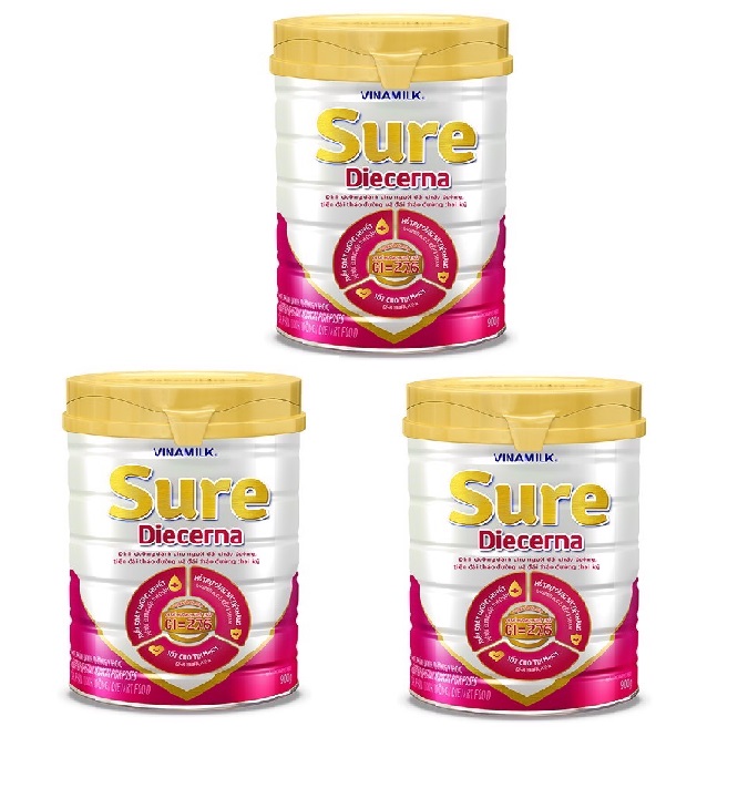 Combo 3 lon Sữa Vinamilk Sure Diecerna lon 900gr - Dinh dưỡng dành cho người đái tháo đường, tiền đái tháo đường và đái tháo đường thai kỳ